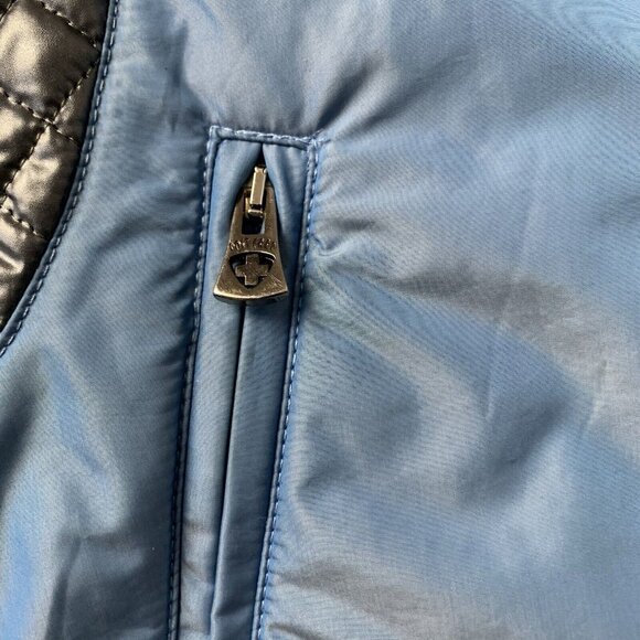 Post Card Ski Jacket Women's Size 6 Blue and silver Full Zip Puffer - Picture 2 of 16